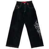 Vintage Gothic Print Jeans Women Y2K New Street Hip Hop Trend Baggy Jeans Couple Harajuku Joker Slouchy Jeans