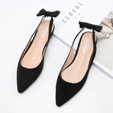 Pointed-Toe Back Sandals A- line Elastic Band Back Bow Flat