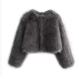Women's Explosive Artificial Fur Coat Effect Short Jacket