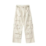 Color Multi-pocket Loose Jeans Women High Street Retro Hip-hop Wide-leg Pants Casual Straight High-waisted Jeans Women