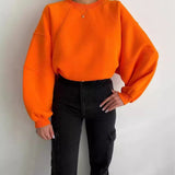 New Round Collar Splicing Long Sleeve Solid Color Basic Velvet