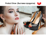 Onlymaker Women's Peep Toe Pumps Platform Fashion Spike Pumps Extremely High Heel Party Wedding Slip On Shoes Big Size