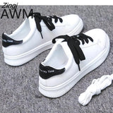 Women Sneakers Leather Shoes Spring Casual Flats Sneakers Female New Fashion Comfort White