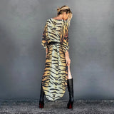 Boho Parrot Printed Front Open Summer Beach Dress Sexy White Chiffon Tunic Women Plus Size Beachwear Long Kimono Dress