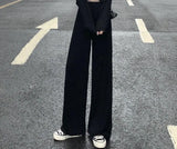 Women 3pcs Sets Cropped Single-Breasted Cardigan Elastic HIgh Waist Drawstring Soft Breathable Wide Leg Pants Casual Female