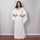 Multicolor V-neck Batwing Sleeve Plus Size Loose Maxi Dress For Women Summer Beach Wear Kaftan Long Bathing Dresses