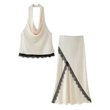 Women's New 2025 Lace Dress With A Collared Waistcoat Half-Dress