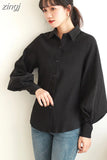 New Fashion Women Blouse Tops Casual Cardigan Lantern Sleeve Solid Elegant Shirts Women Female Clothes White Blusas