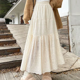 Embroidered Patchwork Spliced Maxi Skirt-Outfit
