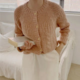 Harajuku Lazy Wind Cardigan Sweater Women Autumn Winter Fashion O-Neck Casual Korean All-match Tops Female Y2k Sweater