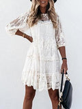 Dress Women Summer Mini A-Line White Dress Ladies Boho A-Line Beach Elegant Dress Fashion Hollow Loose Vestido De