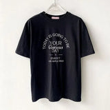 spring casual lazy wind round neck pullover letter printing loose all-match short-sleeved T-shirt top women
