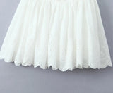 White Embroidery Hook V-neck Mini Dress- Outfit