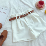 Office Lady 2022 Spring Women Shorts Solid Suits Shorts With Sashes Female With Pockets Casual Shorts Korean