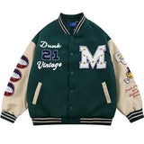 Flocking Embroidered Jackets Coats Men's Street Hip-Hop Trend High Quality Padded Baseball Uniform Unisex Stitching