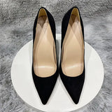 pure color stiletto pointed toe 12cm high heels elegant office handmade daily wear ladies pump red black RM028