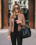 2020 Spring Autumn Fashion Stand Button Women's Jackets Casual Bodycon Solid Long Sleeve Zipper Lady Pilot Jackets