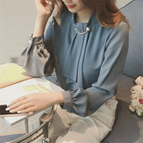 And Autumn 2025 New Fashion Solid Color Loose Lantern Sleeve Chiffon Shirt Women's Design Sense Long Sleeve Jacket Han Fan