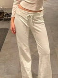 Solid Turned Waist Tie Up Flare Leg Pants- Outfit
