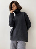 Selling Solid Women's Knitting Knitting Jacket High-Collar Sweater Loose