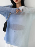 VEN Fashion Women's Thin Sweater Gradient Mohair Loose Slightly Transparent Pullover Office Lady Woman Spring