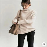 Sweater Women Winter Korean Retro Loose Languid Languid Temperament Simple Thick Pit Strip Bottom Knitting