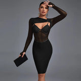 Bandage Dress 2022 Women Long Sleeve Bandage Dress Bodycon Elegant Sexy Purple Evening Party Dress Summer Club