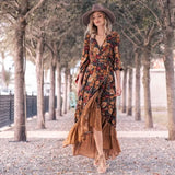 Women's Mid Waist Long Sleeve Vintage Print