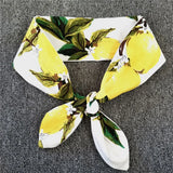Lemon Printed Yellow 50S 60S Women Hairband Cotton Retro Vintage Hair Accessories for Party Pin Up Rockabilly Wire