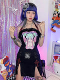 Dark Mall Gothic Zip Split Sexy Women Mini Skirts Grunge Strap Black High Waist Pencil Skirt Punk E-girl Alt Party
