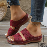 Southeast Asia Flower Slope And Hollow Large-Size Slippers Women Cool Slippers