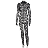 See Through Long Sleeve Night Club Jumpsuits One Piece Bodysuits Women Summer 2022 Sexy Hollow Out Outfits Rompers
