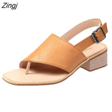 thick heel sandals women's clip toe buckle fashion women's sandals solid color versatile women's