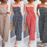 Street ladies jumpsuits Holiday overalls 2022 spring and summer sexy tube tops lace-up printed jumpsuit women