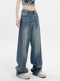 blue baggy boyfriend jeans with wash