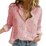 Women Casual Long Sleeve Cotton Linen Shirt Elegant Solid Cardigans Autumn Button Lapel Shirt Loose Oversized Blouse