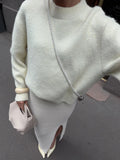 High Open Fork Tight Skirt Wool Set Unique Open Design Autumn And Winter Elegant Fashion Pure Color