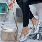 fashion round toe low top wedge platform sneakers comfort Non slip women loafers plus size 43 flat casual shoes of