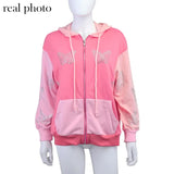 90s Streetwear Butterfly Print Rhinestone 2 Piece Tracksuits Y2K Fashion Oversized Zippper Hoodies Sweatpants Co-ord