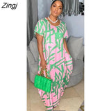 Women Casual Long Dress Print Short Sleeve Maxi Dresses Fashion Pocket O-Neck Female Loose Dress Robe