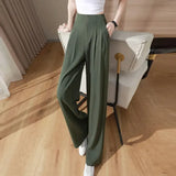 Loose Office Lady Wide Leg Pants Summer Solid Elegant Women Straight Trousers Korean High Waist Pants Chic Suit