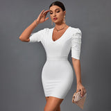 Bandage Dress 2022 Women White Bandage Dress Bodycon Elegant Sexy Mini Evening Party Dress Summer Birthday Club