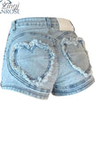 Women Jean Shorts 2023 Summer Loose High Waist Blue Baggy Heart Denim Shorts Korean Style Casual Y2k Wide Leg Short Pants