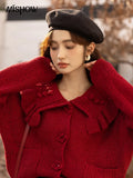 2022 Autumn Winter Women's Sweaters French Soft Waxy Knitted Cardigan Female Peter Pan Collar Tops Office Lady