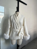 Autumn Fashion New Women's Long-Sleeved Coat Waist Tie Temperament