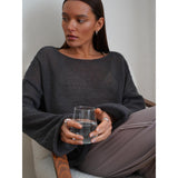 Spring Summer Hollow Sweater Women In Wind Loose Knitted Long-Sleeved Cover Ice Cream