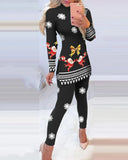 Warm Solid Long Sleeve Slit Knitted Sweater With Skinny Long Pants Suit Women's Elegant 2 Piece Outfits Sets
