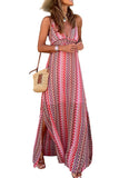 Women's New Summer Bohemian Print V-Neck Sling Open Dress