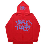 Zipper Hoodies Minus Two Pattern Printing Solid Color Oversized Clothing 2023 New Punk Harajuku Leisure Best Selling