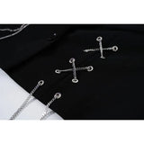 Women Punk Gothic Cropped Blazer with Metal Chain Harajuku Design Streetwear Chic Patchwork Suit Office Lady Commute Short